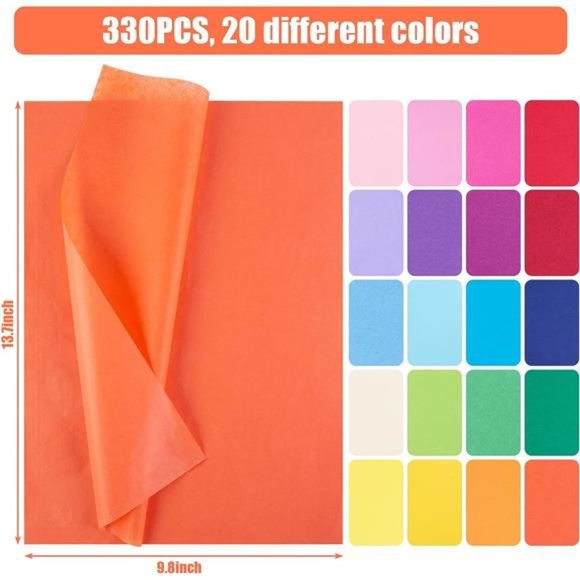 330 Sheets Wrapping Tissue Paper,  Bulk Tissue Paper for Gift Birthday 20 Colors - Picture 5 of 6